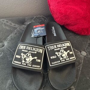 Black and White Slide Sandals